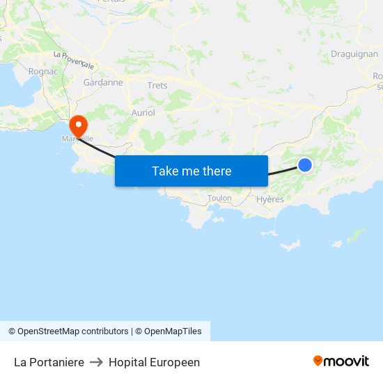 La Portaniere to Hopital Europeen map