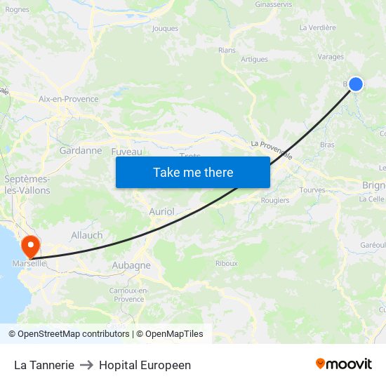 La Tannerie to Hopital Europeen map