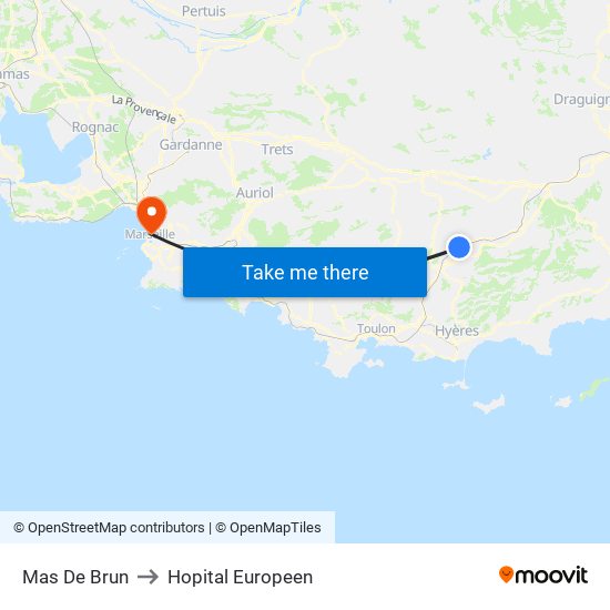 Mas De Brun to Hopital Europeen map