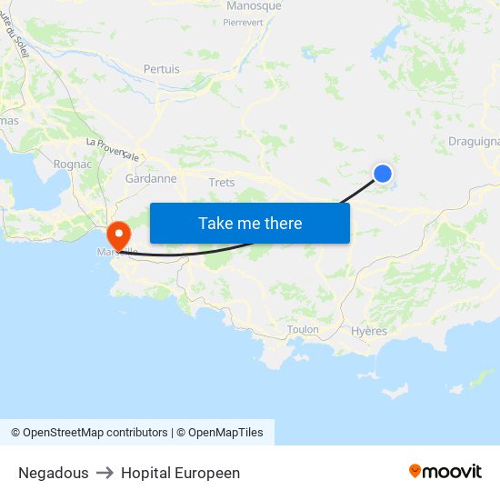 Negadous to Hopital Europeen map