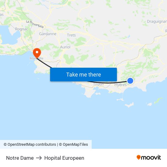 Notre Dame to Hopital Europeen map