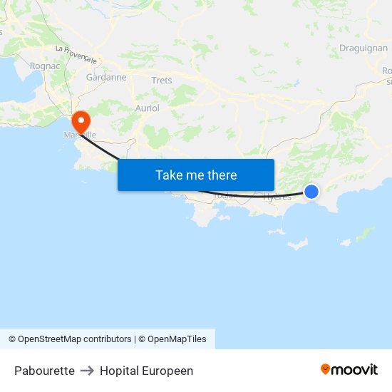 Pabourette to Hopital Europeen map