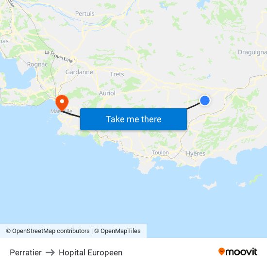 Perratier to Hopital Europeen map