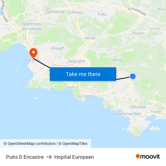 Puits D Encastre to Hopital Europeen map