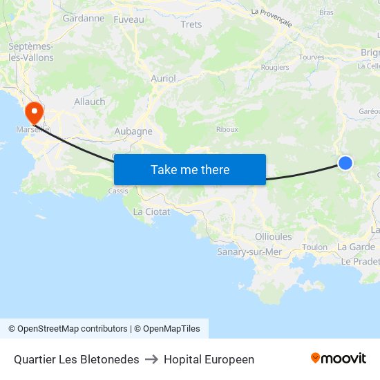 Quartier Les Bletonedes to Hopital Europeen map