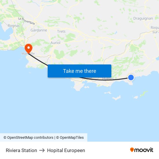 Riviera Station to Hopital Europeen map