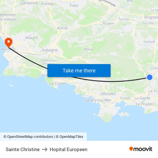 Sainte Christine to Hopital Europeen map