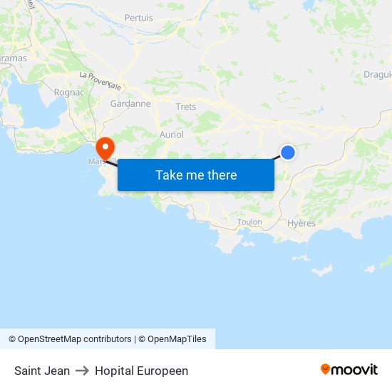 Saint Jean to Hopital Europeen map