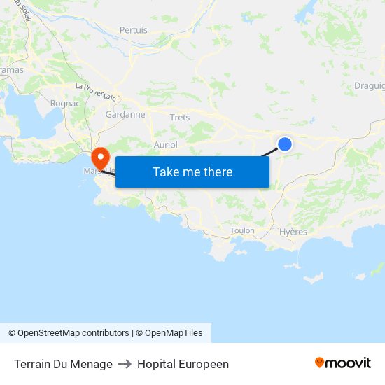 Terrain Du Menage to Hopital Europeen map