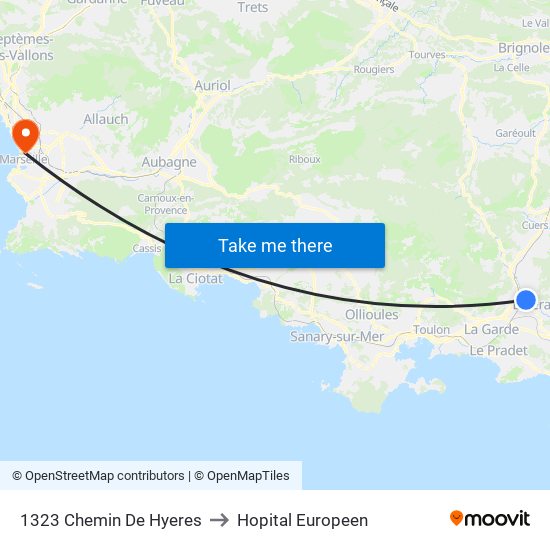 1323 Chemin De Hyeres to Hopital Europeen map