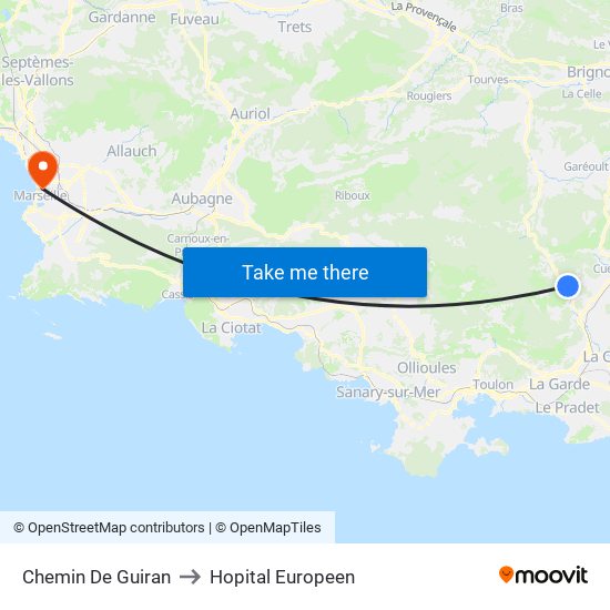 Chemin De Guiran to Hopital Europeen map