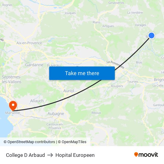 College D Arbaud to Hopital Europeen map