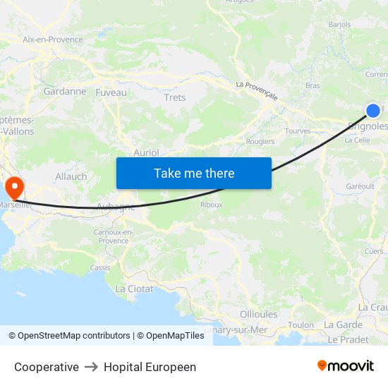 Cooperative to Hopital Europeen map