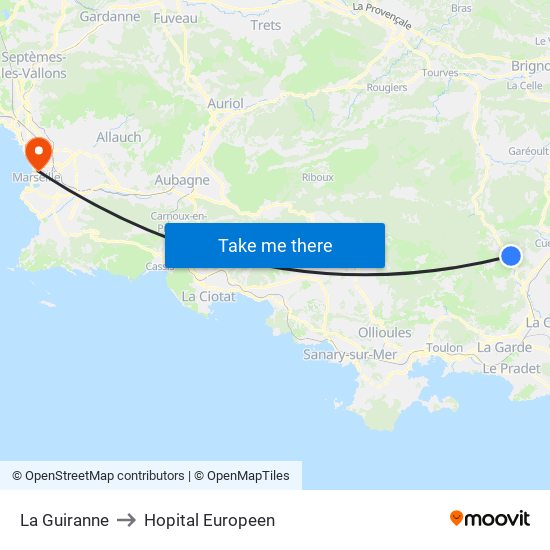 La Guiranne to Hopital Europeen map