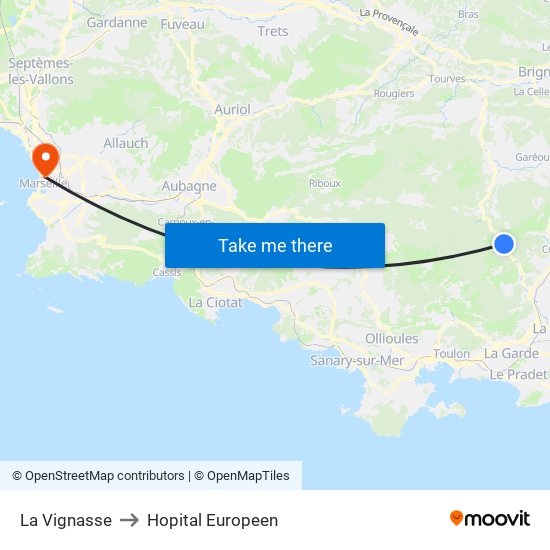 La Vignasse to Hopital Europeen map