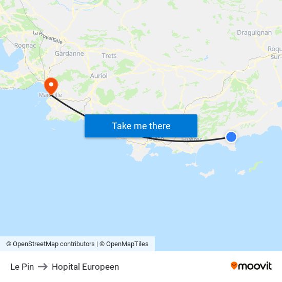 Le Pin to Hopital Europeen map