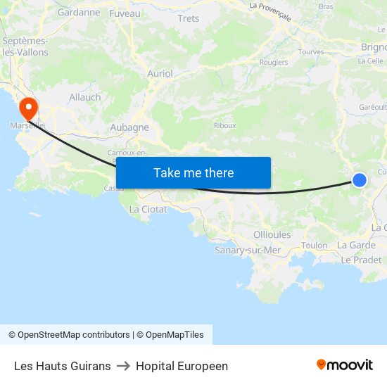 Les Hauts Guirans to Hopital Europeen map
