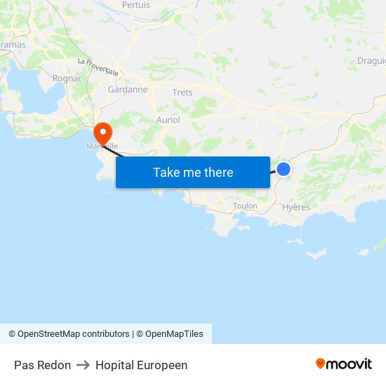 Pas Redon to Hopital Europeen map