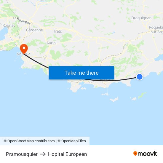 Pramousquier to Hopital Europeen map