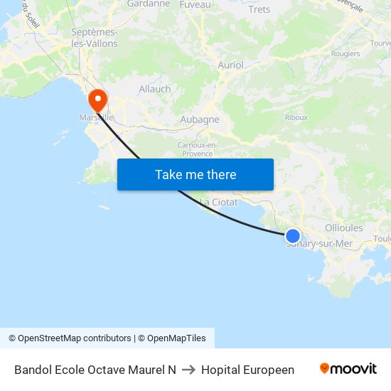 Bandol Ecole Octave Maurel N to Hopital Europeen map