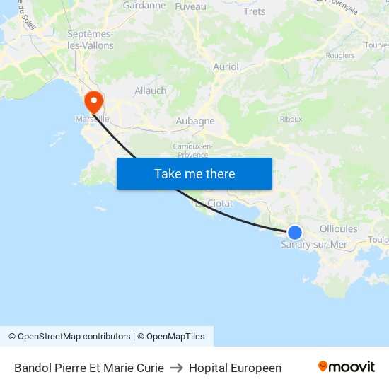 Bandol Pierre Et Marie Curie to Hopital Europeen map