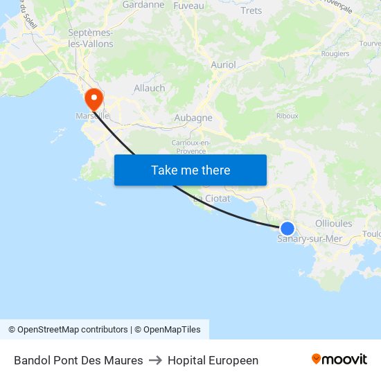 Bandol Pont Des Maures to Hopital Europeen map