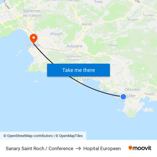 Sanary Saint Roch / Conference to Hopital Europeen map