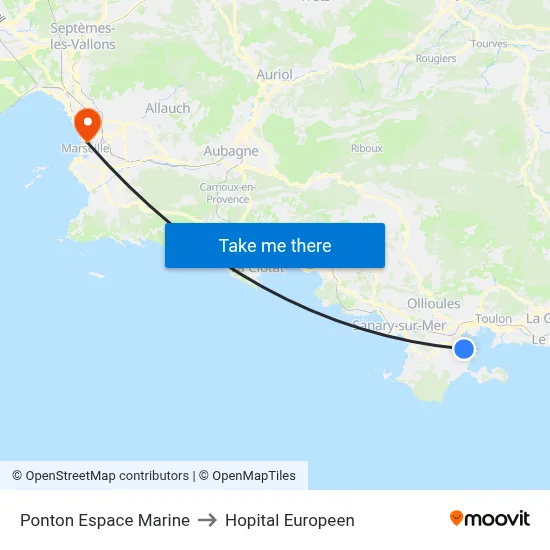 Ponton Espace Marine to Hopital Europeen map