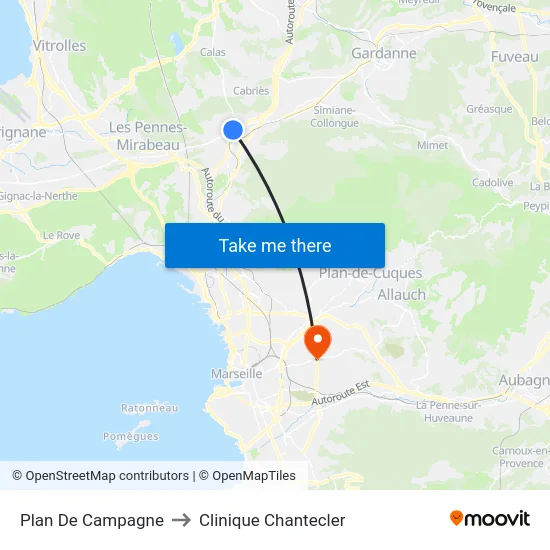 Plan De Campagne to Clinique Chantecler map