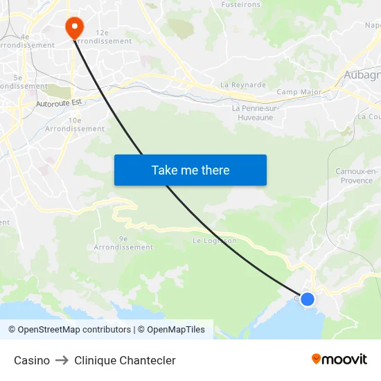 Casino to Clinique Chantecler map
