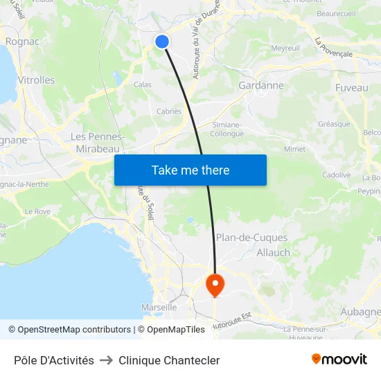 Pôle D'Activités to Clinique Chantecler map