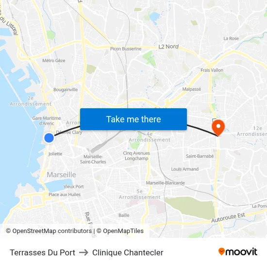 Terrasses Du Port to Clinique Chantecler map
