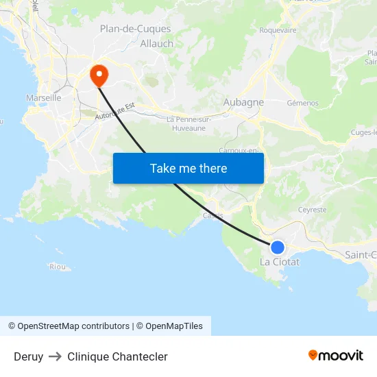 Deruy to Clinique Chantecler map
