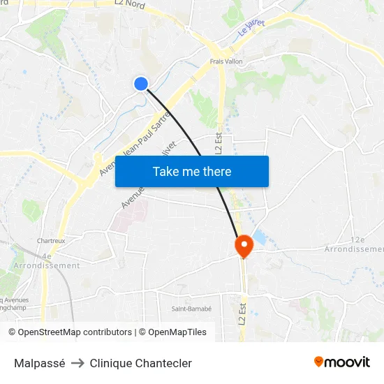 Malpassé to Clinique Chantecler map