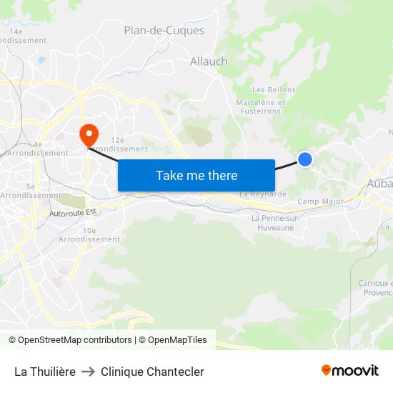 La Thuilière to Clinique Chantecler map