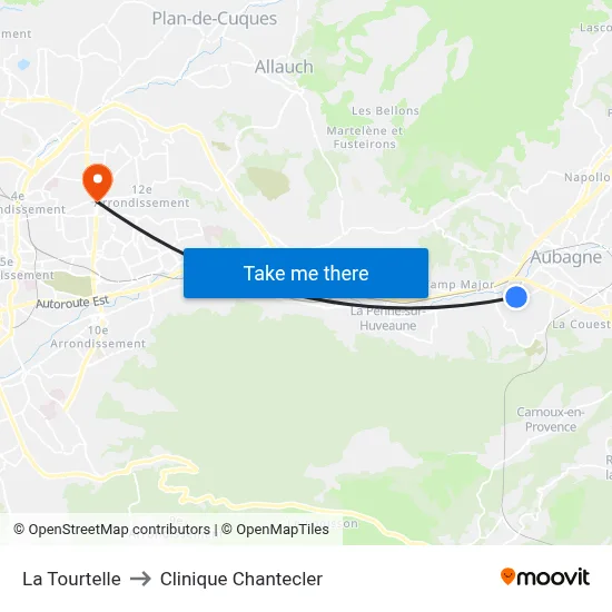 La Tourtelle to Clinique Chantecler map