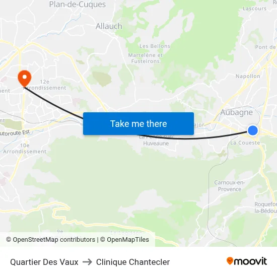 Quartier Des Vaux to Clinique Chantecler map