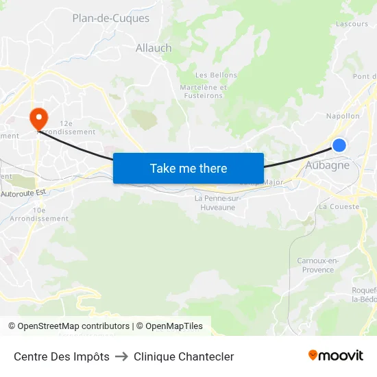 Centre Des Impôts to Clinique Chantecler map