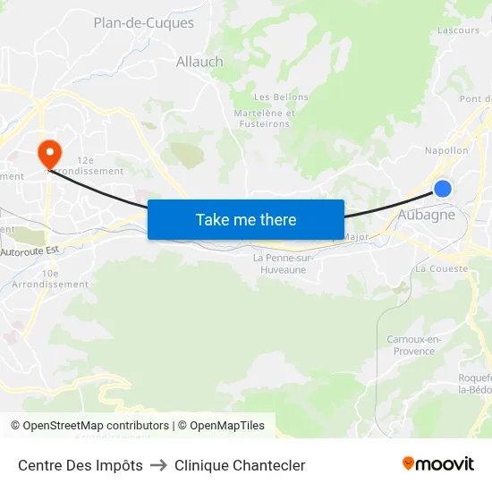 Centre Des Impôts to Clinique Chantecler map