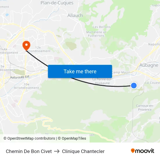 Chemin De Bon Civet to Clinique Chantecler map