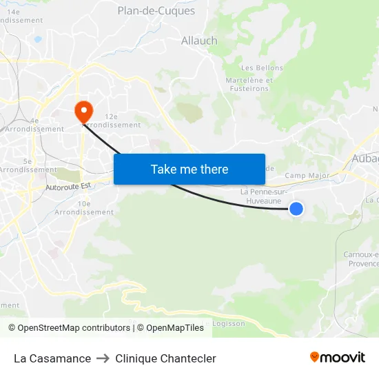 La Casamance to Clinique Chantecler map