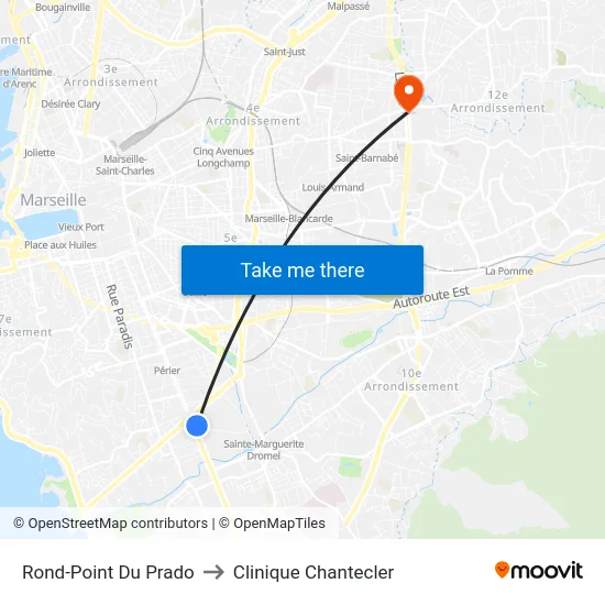 Rond-Point Du Prado to Clinique Chantecler map