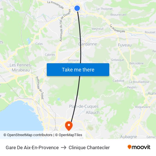 Gare De Aix-En-Provence to Clinique Chantecler map
