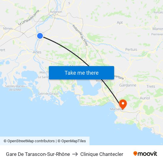 Gare De Tarascon-Sur-Rhône to Clinique Chantecler map