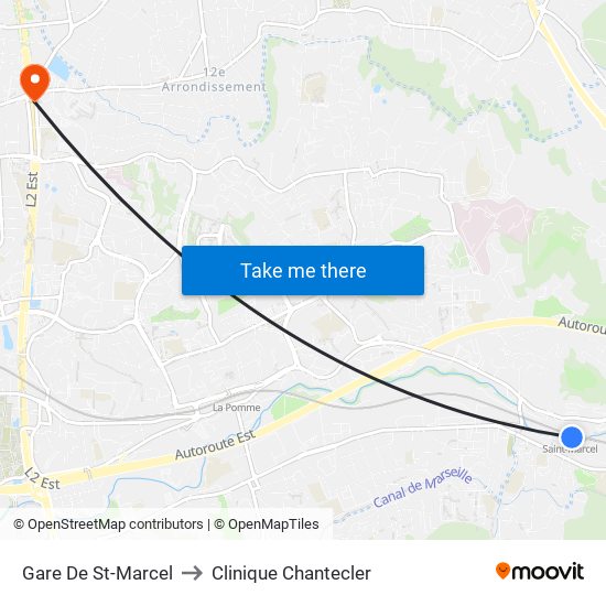 Gare De St-Marcel to Clinique Chantecler map