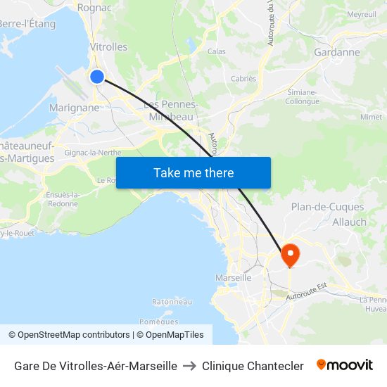 Gare De Vitrolles-Aér-Marseille to Clinique Chantecler map