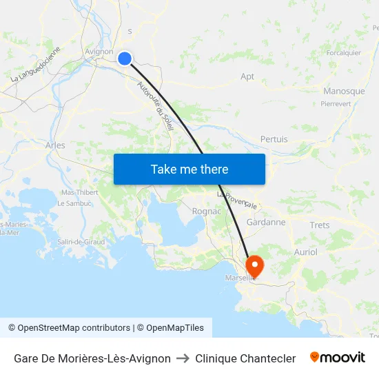 Gare De Morières-Lès-Avignon to Clinique Chantecler map