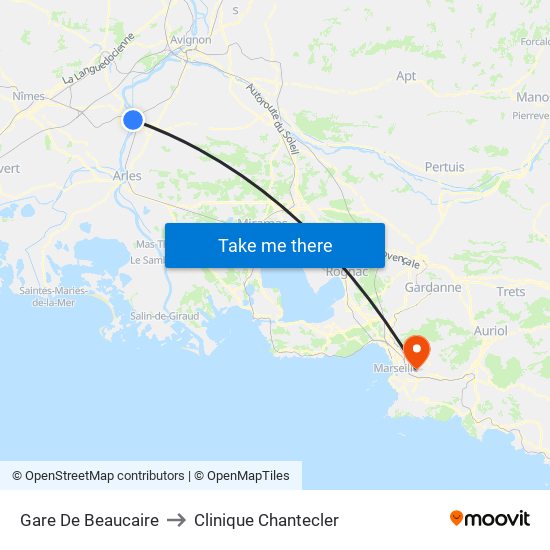 Gare De Beaucaire to Clinique Chantecler map