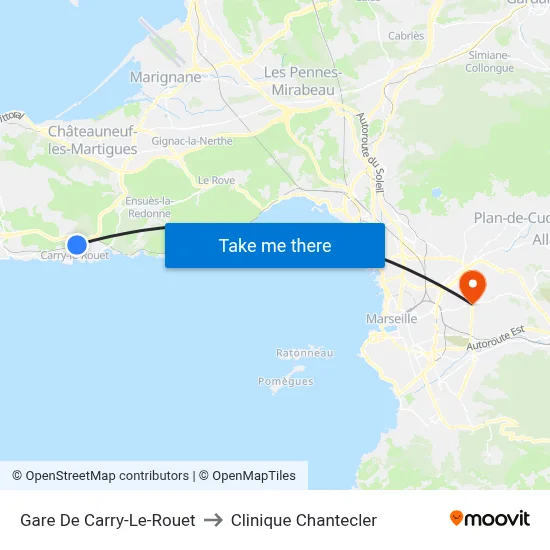 Gare De Carry-Le-Rouet to Clinique Chantecler map