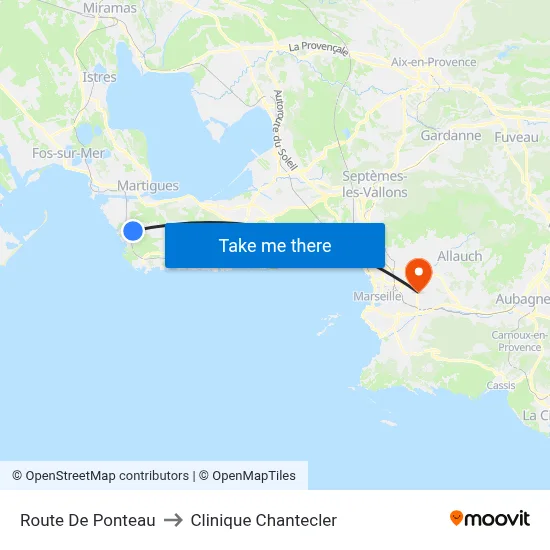 Route De Ponteau to Clinique Chantecler map